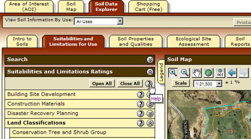 Help for the inner tabs Help for the inner tabs such as the Suitabilities and Limitations for Use tab